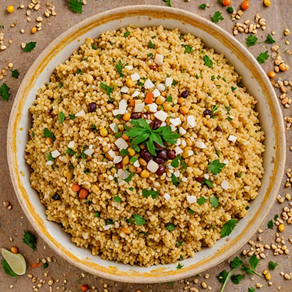 Kasza bulgur z hummusem - przepis